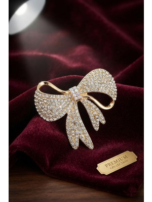 Renas Store Gold Renk Zirkon Taşlı Fiyonk Model Broş - Lisinya