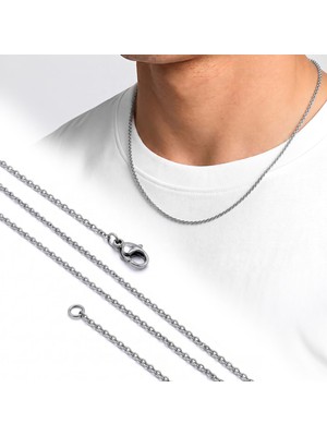 Beycen Aksesuar Ince Rulo Halka Tekli Erkek Çelik Kolye 1mm 55CM Beyaz 3902ECK050
