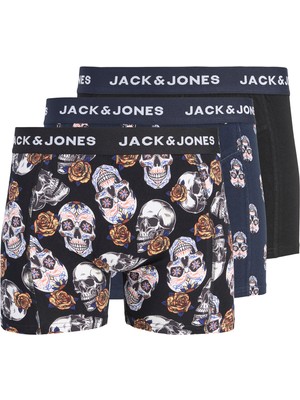 Jack & Jones Jack Jones Jacraul Skulls Trunks 3 Pack Erkek Siyah Boxer 12301210-02