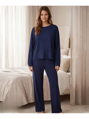 Mihra Kadın Oysho Bisiklet Yaka Uzun Kol Baharlık Pijama Takımı 20103LC - 1 Adet