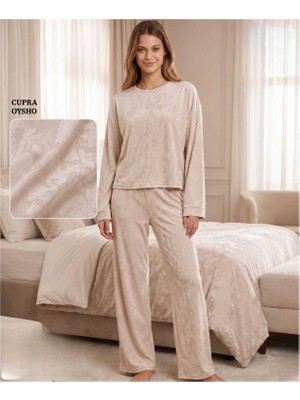 Mihra Kadın Oysho Bisiklet Yaka Uzun Kol Desenli Baharlık Pijama Takımı 20104EG - 1 Adet