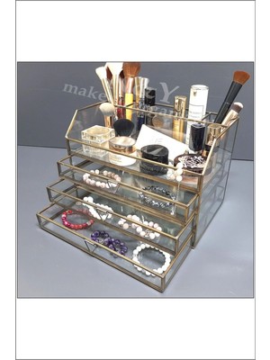 Empressco Paris Serisi Antik Gold +3 Çekmeceli Makyaj Organizer (28X20X17)