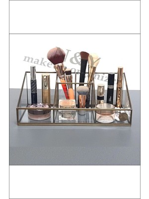 Empressco By5 Antik Gold Orta Kalemlik Makyaj Organizer (28X15X11)