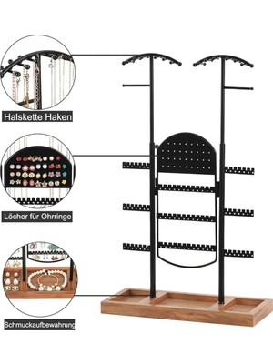 Empressco 53CM Ayarlanabilir Takı Standı Kolye Küpe Ahşap Tabanlı Takı Organizatör Aksesuar Standı