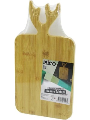 Empressco DİKDÖRTGEN=22X38CM Ahşap Bambu Kesim Panosu - Kesme Tahtası Geyik Boynuz Figür Saplı