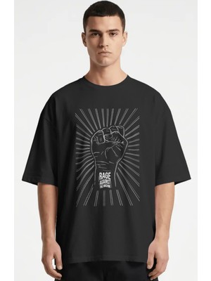 Sevbano Rage Against The Machine Rock Metal Müzik Grubu Baskılı Unisex Oversize Premium Tişört