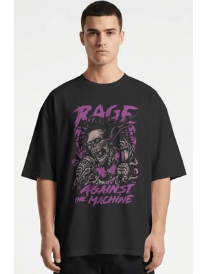 Sevbano Rage Against The Machine Rock Metal Müzik Grubu Baskılı Unisex Oversize Premium Tişört