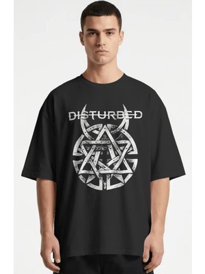 Sevbano Disturbed Rock Metal Müzik Grubu Baskılı Unisex Oversize Premium Tişört