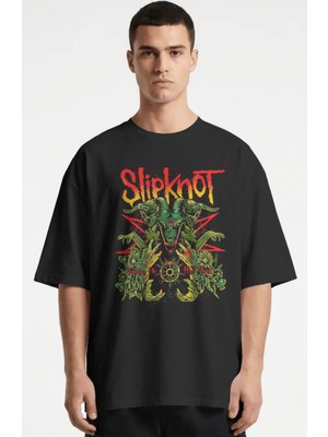 Sevbano Slipknot Rock Metal Müzik Grubu Baskılı Unisex Oversize Premium Tişört