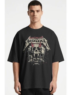 Sevbano Metallica Rock Metal Müzik Grubu Baskılı Unisex Oversize Premium Tişört