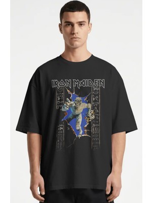 Sevbano Ironmaiden Rock Metal Müzik Grubu Baskılı Unisex Oversize Premium Tişört
