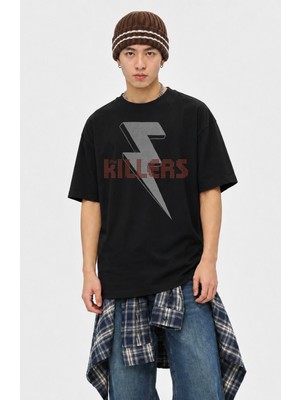 Fuddy Moda Unisex The Killers Baskılı Tişört, Oversize Rock Band Temalı Tshirt