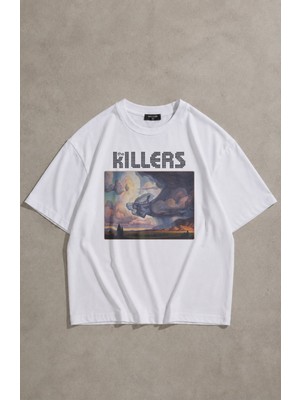 Fuddy Moda Unisex Oversize Rock Band The Killers Baskılı Bisiklet Yaka Tişört