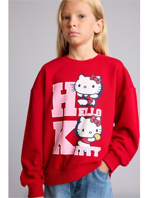 DeFacto Hello Kitty Baskılı Relax Fit Bisiklet Yaka Sweatshirt Kız Çocuk I3554A826AU