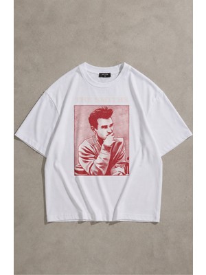 Fuddy Moda Unisex The Smiths Baskılı Bisiklet Yaka Tişört, Oversize Rock Band Temalı Tshirt