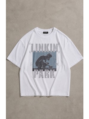 Fuddy Moda Unisex Linkin Park Meteora Baskılı Tişört, Oversize Rock Band Temalı Tshirt