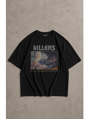 Fuddy Moda Unisex Oversize Rock Band The Killers Baskılı Bisiklet Yaka Tişört