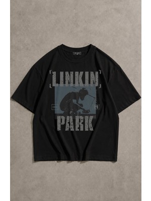 Fuddy Moda Unisex Linkin Park Meteora Baskılı Tişört, Oversize Rock Band Temalı Tshirt