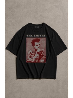 Fuddy Moda Unisex The Smiths Baskılı Bisiklet Yaka Tişört, Oversize Rock Band Temalı Tshirt