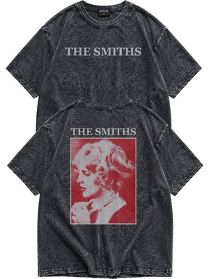 Fuddy Moda Unisex The Smiths Sırt Baskılı Yıkamalı Tişört, Oversize Rock Band Temalı Vintage Tshirt