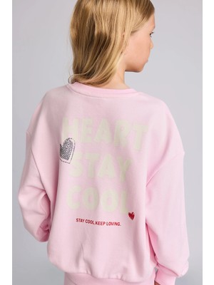 DeFacto Relax Fit Bisiklet Yaka Sırt Baskılı Sweatshirt Kız Çocuk I4063A826AU