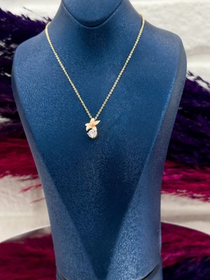 Livora Jewelry 925 Ayar Gümüş Zirkon Taşlı Tektaş Çiçek Mineli Zarif Kadın Kolye