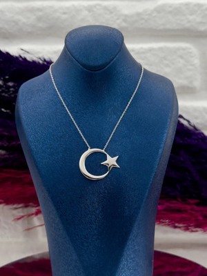 Livora Jewelry 925 Ayar Gümüş Taşsız Ayyıldız Trend Kadın Kolye