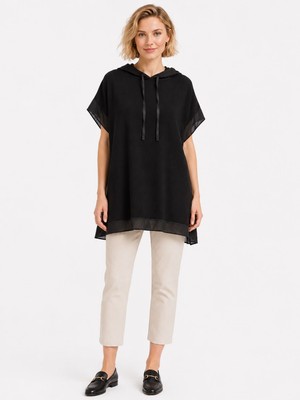 Neden Tekstil Kadın Siyah Kapüşonlu Oversize Tunik Bluz