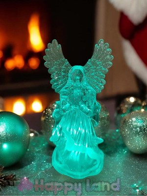 Empressco Yılbaşı Melek Biblo Dekor 15 cm Şeffaf Renkli Işıklı