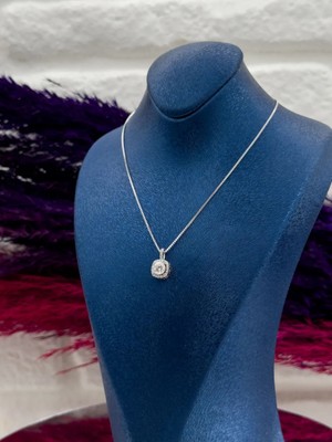 Livora Jewelry 925 Ayar Gümüş Moissanite Taşlı Lüks Özel Tasarım Kadın Kolye