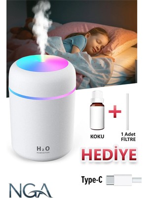 Empressco 300 ml H2O Ultrasonik Ledli Hava Nemlendirici Buhar Makinesi ve Aroma Difüzörü - Koku Hediyeli