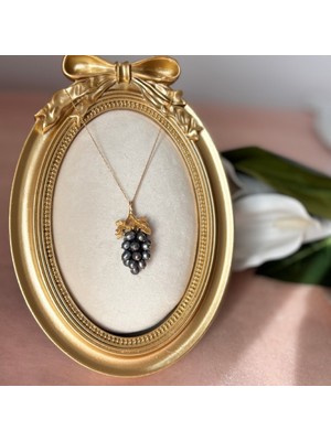 İncie Babil Model Siyah Inci Gümüş Kolye