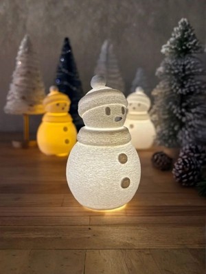 Empressco Yılbaşı - Kardan Adam Işıklı Figür - 12 cm - Kış Temalı Masaüstü - LED Mum Dahil - 3D Baskı
