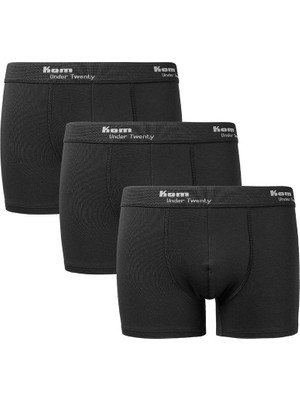 Kom Tight Pamuklu 3 Lü Erkek Boxer - Siyah