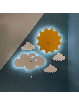 Empressco Güneş Bulut Gece Lambası Çocuk Odası Bebek Odası Dekoratif LED Aydınlatma Set