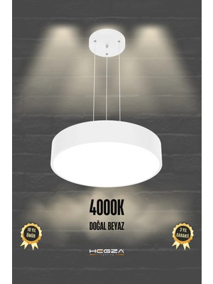 Empressco Drum 40CM ( Beyaz Kasa, 4000K Işık Rengi ) Modern Sarkıt LED Avize, Salon, Mutfak, Yatak Odası