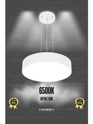 Empressco Drum 40CM (Beyaz Kasa, Beyaz Işık) Ledli Modern LED Avize, Salon, Mutfak, Oturma Yatak Odası, Sarkıt