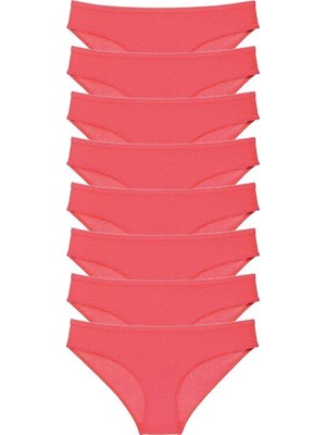 Kuzgun Ticaret 8 Adet Süper Eko Set Likralı Kadın Slip Külot Fuşya