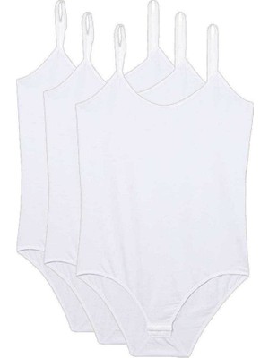 Kuzgun Ticaret 3 Adet Ip Askılı Kadın Çıtçıtlı Body Beyaz