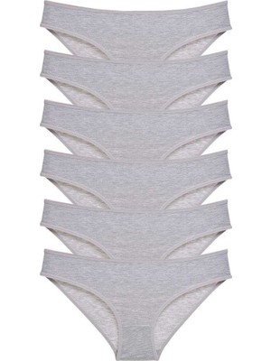 Kuzgun Ticaret 6 Adet Süper Eko Set Likralı Kadın Slip Külot Gri