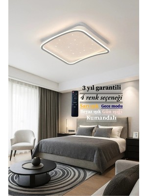 Empressco Lucent Modern Plafonyer Tavana Sıfır 3renk Gece Işık Modu, Kumandalı, Salon Mutfak Hol LED Avize