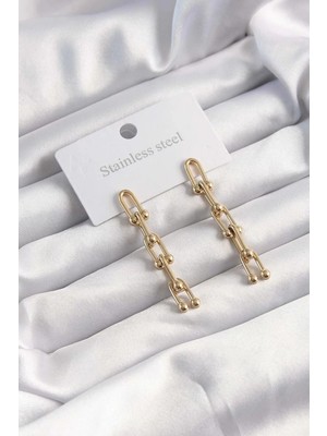 Uslucan Alışveriş 316L Çelik Altın Renk Sallantılı Tiffany Model Küpe - TJ-BKP9498
