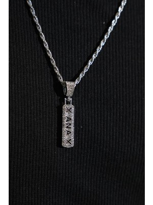AG23 Tasarım Beyaz Taşlı Hiphop Rap Chain Kolye