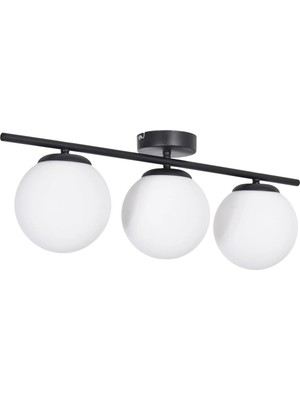 Empressco Nika Modern Salon - Mutfak - Yatak Odası Siyah Gövde Beyaz Cam Modern 3 Lü Avize