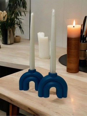 Empressco El Yapımı Lacivert Minimalist Seramik Şamdan Mumluk – Modern & Şık Dekoratif Aksesuar