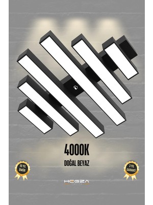 Empressco Parrılla ( Siyah Kasa, Doğal Beyaz Işık ) Modern Plafonyer LED Avize, Salon, Mutfak, Oturma Odası