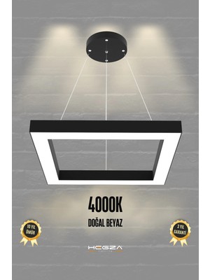 Empressco Quattro ( Siyah Kasa, Doğal Beyaz Işık ) Modern LED Avize, Salon, Mutfak, Oturma Yatak Odası Sarkıt