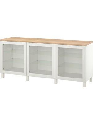 Dolap Kombinasyonu, Beyaz-Şeffaf Cam, 180X42X76 Cm, Sındvık