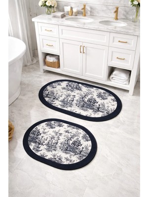 Aymira Home Dekoratif Dijital Baskılı 2 Li Set Banyo Paspası Kaymaz Tabanlı Klozet Takımı