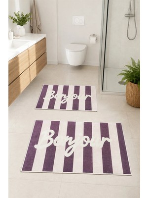Aymira Home Dekoratif Dijital Baskılı 2 Li Set Banyo Paspası Kaymaz Tabanlı Klozet Takımı